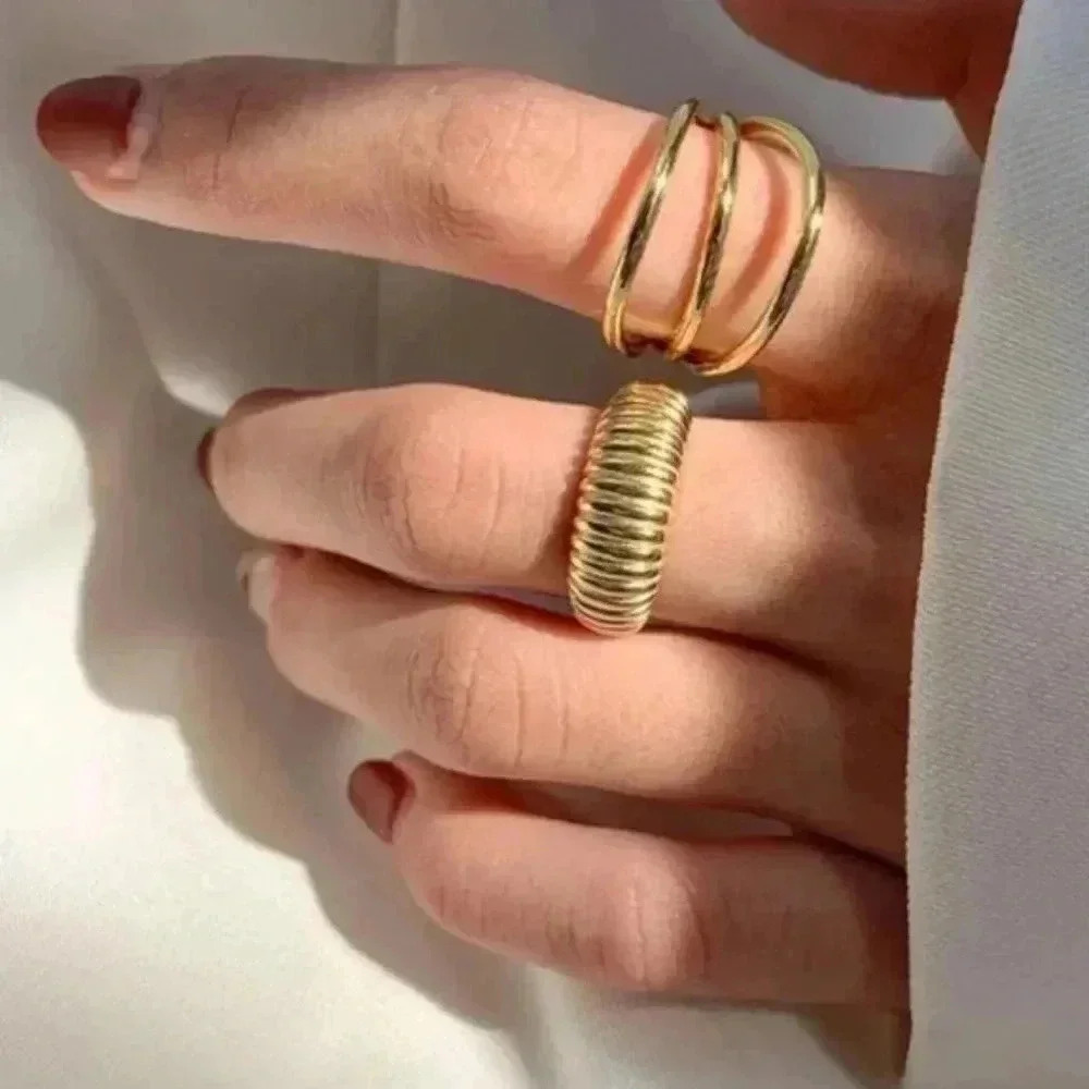 Textured Gold Thick Ring